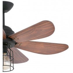 Chicago de Faro Ventilateur de plafond 91cm avec lampe intégrée Pales Bi-face Chêne vieilli et tek