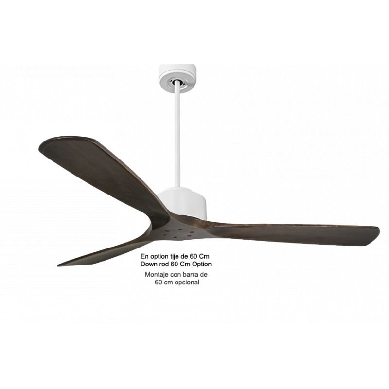 Modulo de KlassFan - Super destratificateur et ventilateur DC 166 cm Blanc pales bois sombre sans Lumière30 à 60 m²