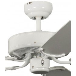 Pepeo Potkuri laque blanc avec pales Blanches un ventilateur colonial silencieux, ventilateur de plafond classique
