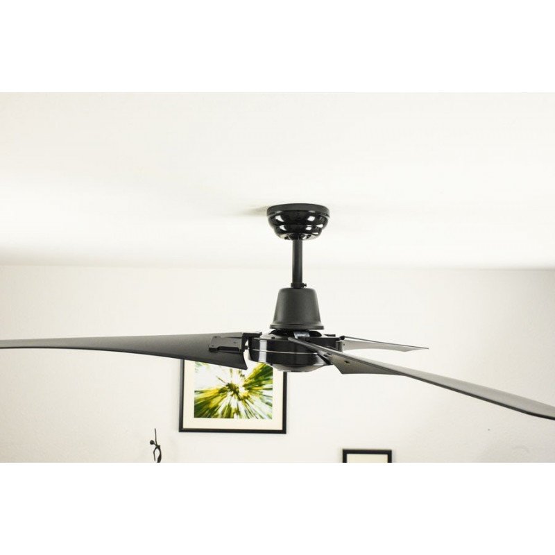 Ventilateur de plafond industriel Noir 142 cm avec télécommande Pepeo
