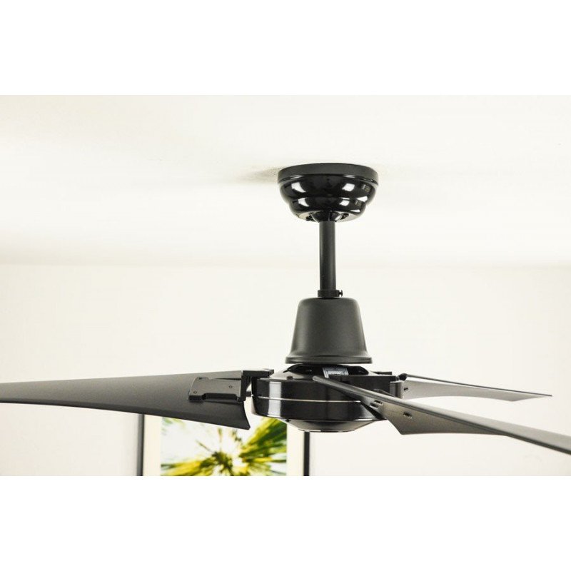 Ventilateur de plafond industriel Noir 142 cm avec télécommande Pepeo