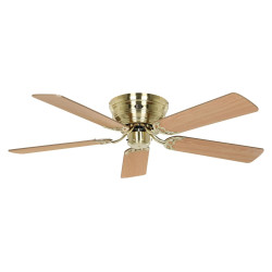 Ventilateur de plafond, Classic Flat, 132 Cm, Ultra plat, silencieux, pales chêne - hêtre et laiton poli, CASAFAN