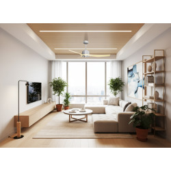 Modulo Regular Exterior - un ventilateur pour extérieur IP44, DC 127 cm Chrome pales abs marron sans Lumière20 à 30 m²