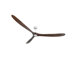 Le super destratificateur et ventilateur  HVLS Ouray, 223 Cm design blanc pales bois sombre , wifi thermostat.