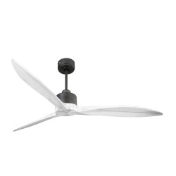 Modulo Latino Slim - Super destratificateur et ventilateur DC 166 cm noir  pales bois blanc idéal 30 à 60 m²