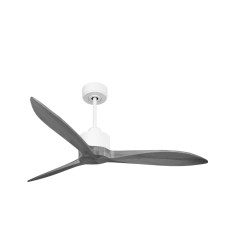 Modulo Latino Slim - Super destratificateur et ventilateur DC 132 cm blanc pales bois gris idéal 26 à 40 m²