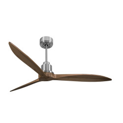 Tenerife - Super destratificateur et ventilateur DC 166 cm  Chrome pales bois sombre sans Lumière 30 à 60 m²