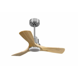 Tenerife - ventilateur de plafond avec lumière , destratificateur, DC 106 cm chrome  pales bois  clair idéal 10 à 20 m²