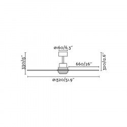 Ventilateur de plafond moderne avec pales pin massif chrome faro LANTAU 33504