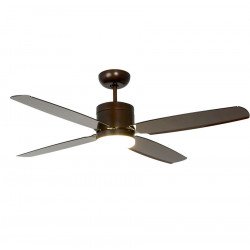 Ventilateur de plafond DC, Design132 Cm Bronze  pales Abs Marron, luminaire LED, Pepeo Turno ml/BN