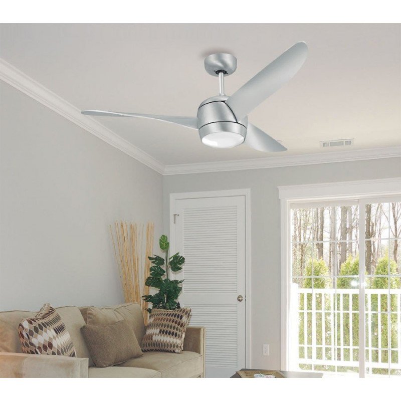 Ventilateur de plafond DC Design 142 cm acier brossé avec lumière led puissante et télécommande Koala  LBA HOME