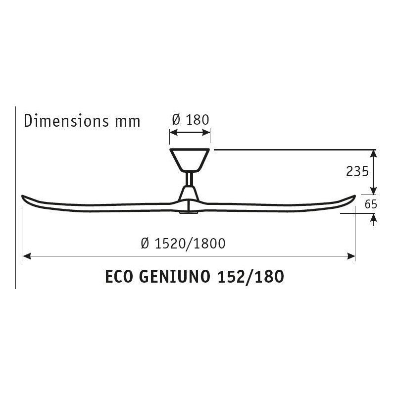 Ventilateur de plafond design avec pales noyer lamellé collé 